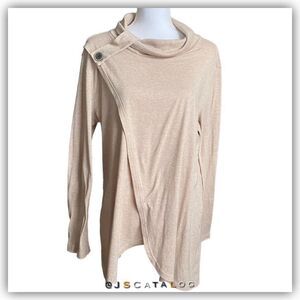 Beige Wide Turtleneck Long Tunic Sweater - L - NWOT